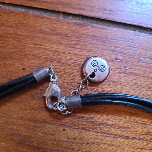 Trades By Haim Shahar 925 Silver Bead Bubbles Beaded-Leather Necklace Signed - Picture 3 of 4